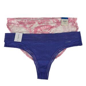 Calvin Klein & Jenni Intimates NEW Lot of 2 XL Bikini & Thong Panties Blue Pink